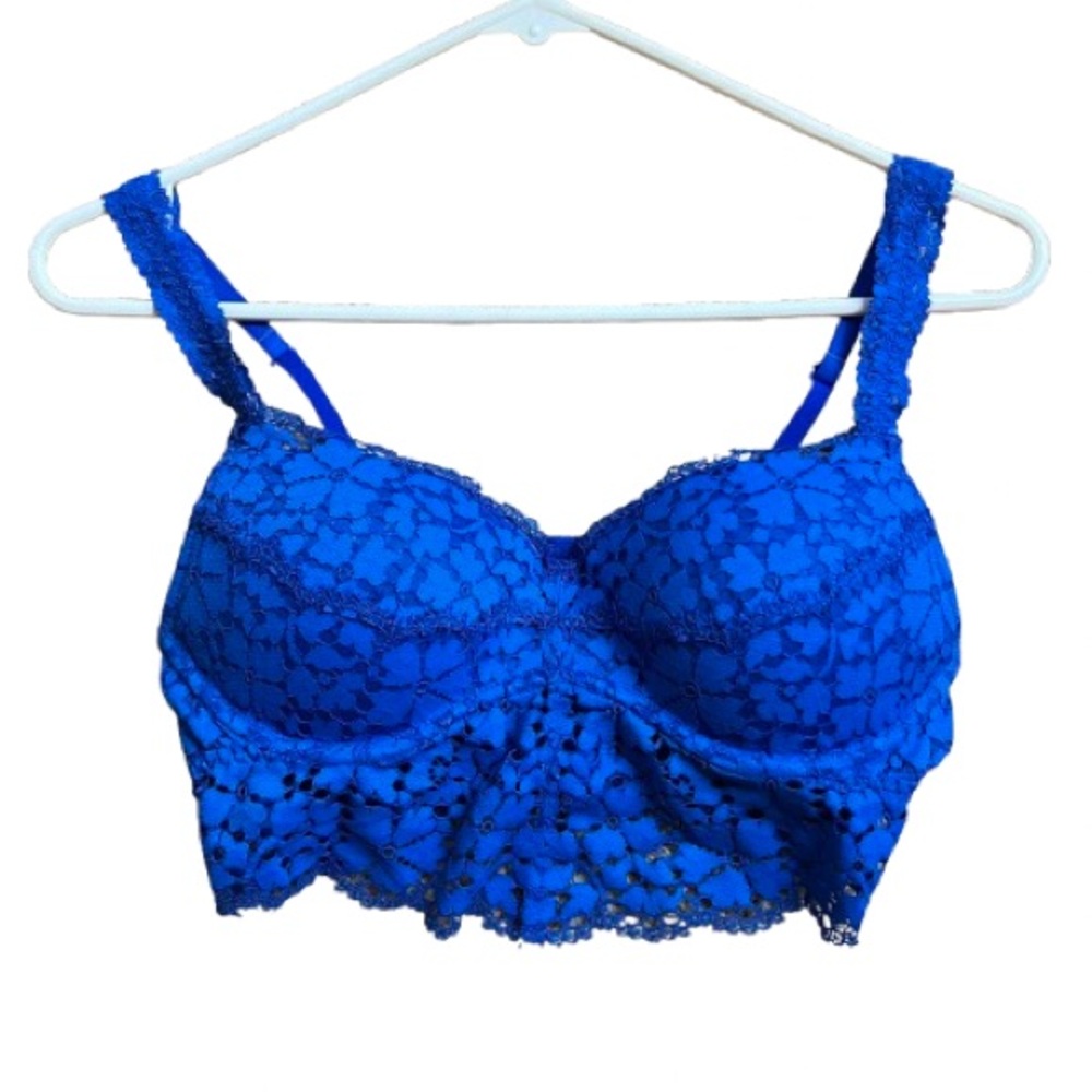 PINK Victoria's Secret‎ Blue Lace Push Up Bralette Size Small